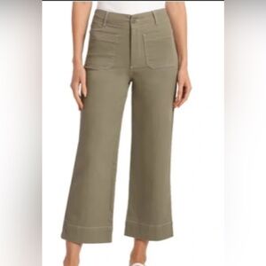 Bagatelle Olive Green CottonTwill Cropped Wide Leg Pants